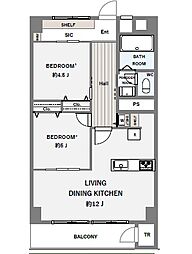 市ドリームハイツ3号棟 3LDKの間取図画像