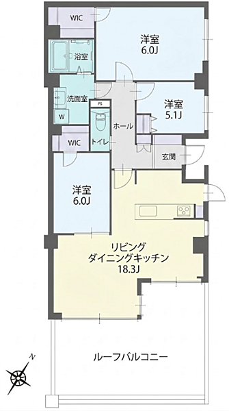 約28平米のルーフバルコニー付き住戸