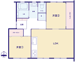 左近山団地3-11号棟 2LDKの間取図画像