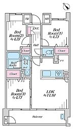 プレジール高津 3LDKの間取図画像