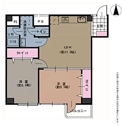 東カングランドマンション磯子 2LDKの間取図画像