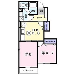 JR日豊本線 都城駅 バス7分 早鈴町下車 徒歩9分の賃貸アパート 1階2DKの間取り