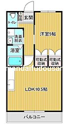 グランデハイツ平江 1階1LDKの間取り
