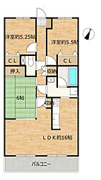 フォーレツインキャッスル 3LDKの間取図画像