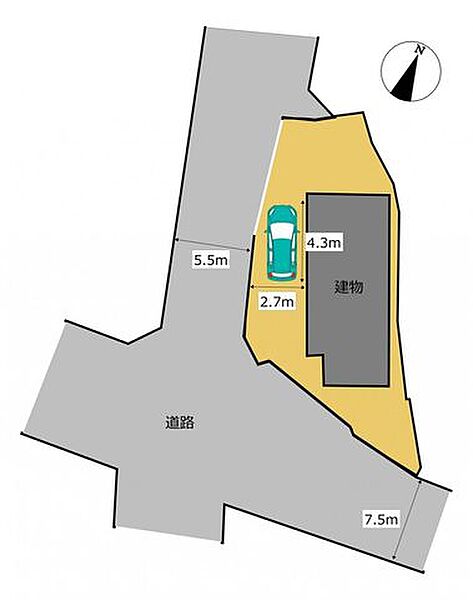 【区画図】区画図です。普通車1台駐車可能です。