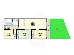 近鉄生駒線 生駒駅 バス7分 喜里が丘南口下車 徒歩9分の賃貸マンション 1階3LDKの間取り