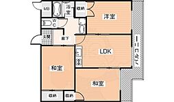 近鉄生駒線 南生駒駅 徒歩7分の賃貸マンション 1階3LDKの間取り