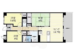 近鉄奈良線 大和西大寺駅 徒歩19分の賃貸マンション 1階3LDKの間取り