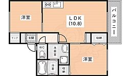 JR関西本線 法隆寺駅 徒歩3分の賃貸アパート 1階2LDKの間取り