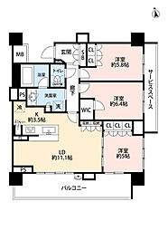 パークホームズ御器所プレアージェ 3LDKの間取図画像