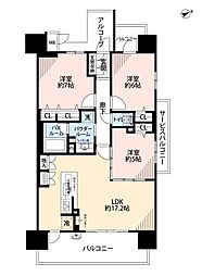 プレサンスロジェ四日市 3LDKの間取図画像