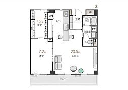 アルス目黒 2LDKの間取図画像