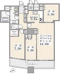ザ・パークハウス西新宿タワー60 3LDKの間取図画像