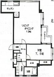 マンション芝白金 1LDKの間取図画像