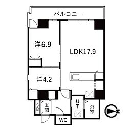 シティコート目黒2号棟 2LDKの間取図画像