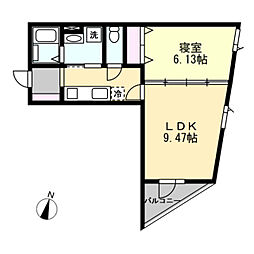 ANQI神宮前 1LDKの間取図画像