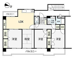 グランドハイツ桃園 4LDKの間取図画像