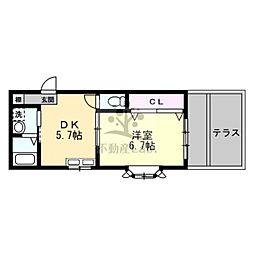 カサデコモド 1DKの間取図画像