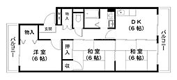 レジデンス三宅 3DKの間取図画像