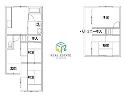 南海加太線 八幡前駅 徒歩12分の賃貸一戸建て 1階4DKの間取り