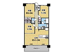 プレサンスロジェ西神南 3LDKの間取図画像