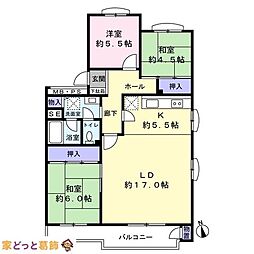 サングリーン松戸A号棟 3LDKの間取図画像