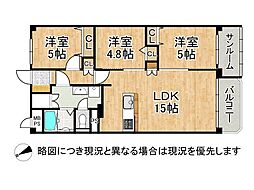 宝塚御殿山マンション 3LDKの間取図画像