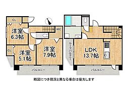 パレ宝塚グリーンコート 3LDKの間取図画像