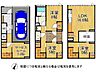 間取り：1階にSIC、3階に16.6帖のLDKを配した3階建の3LDK+S。