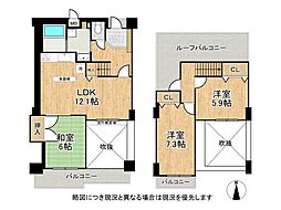 ロイヤル西宮門戸女学院通り 2SLDKの間取図画像