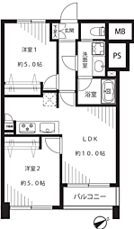 板橋スカイプラザマンション 2LDKの間取図画像