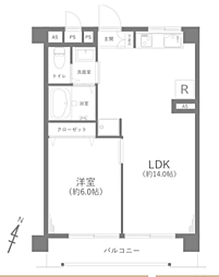 マンションときわ台 1LDKの間取図画像