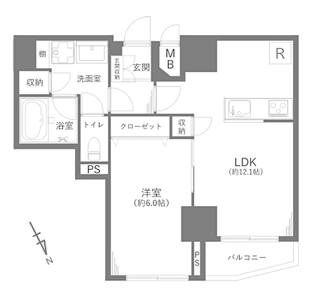 12.1帖の広々としたLDKですっきりとした住まい。