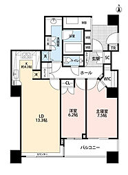 シティタワー四谷 2LDKの間取図画像