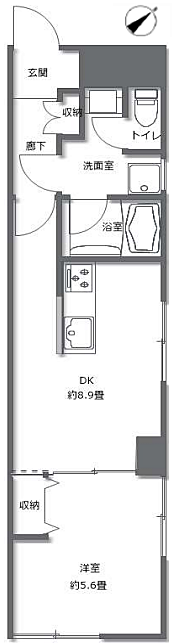 キャッスルマンション西新宿(1DK) 4階/4階の間取り