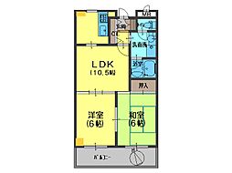 第3中尾ハイツ 2LDKの間取図画像