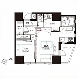 ディアクオーレ白金高輪 1SLDKの間取図画像