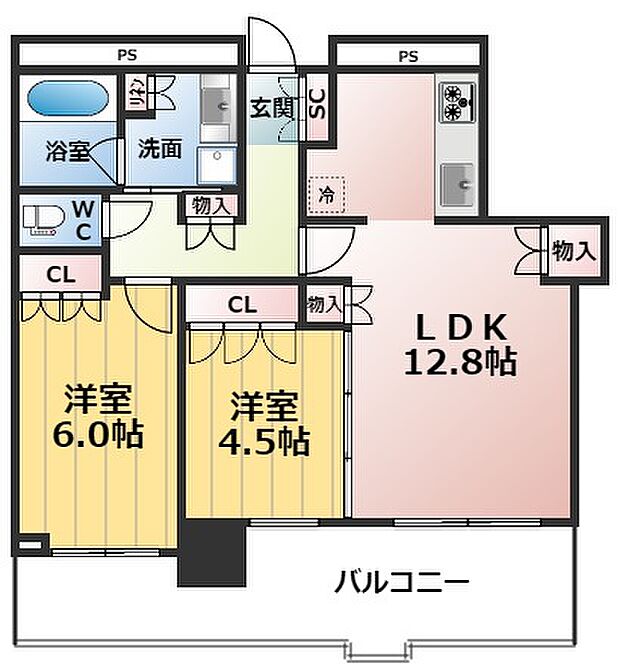 レジデンス梅田ローレルタワー(2LDK) 17階の間取り