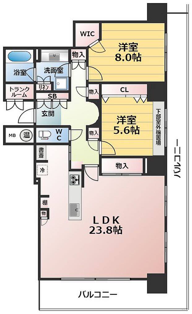 ライオンズマンション大阪スカイタワー(2LDK) 15階/15Ｆの間取り