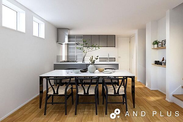 ◇Living room◇LDK空間に調和するペニンシュラ型キッチンを採用。料理しながら会話が弾むオープンな設計となっています。開放感と使いやすさを両立しました。
