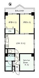 ローヤルパレス・青梅第2 2SLDKの間取図画像