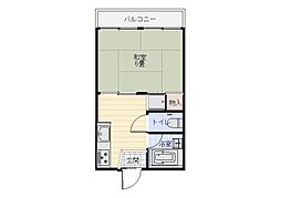 ロングヒルハイツ北田町 3階1DKの間取り