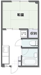 ロングヒルハイツ北田町 1Kの間取図画像