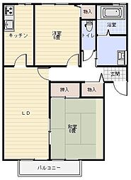 プリムヴェール 2LDKの間取図画像