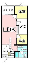 サーム千歳ドミニオWing1 2LDKの間取図画像