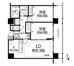 代々木公園パーク・ホームズ 2LDKの間取図画像