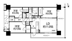 ミディオンセンターレジデンス 3LDKの間取図画像