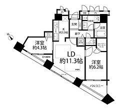新宿アインスタワー 2LDKの間取図画像