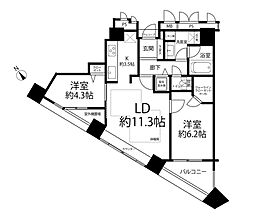 新宿アインスタワー 2LDKの間取図画像