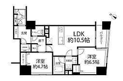 グランシティ日本橋 2LDKの間取図画像